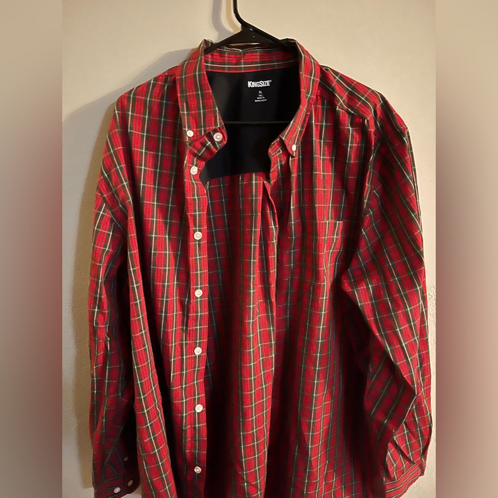 NEW King Size XL MEN RED FLANNEL Long Sleeve BUTTON SHIRT